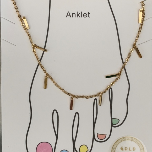 Gold Anklet with Small Bars #summer #anklet - Picture 3 of 4